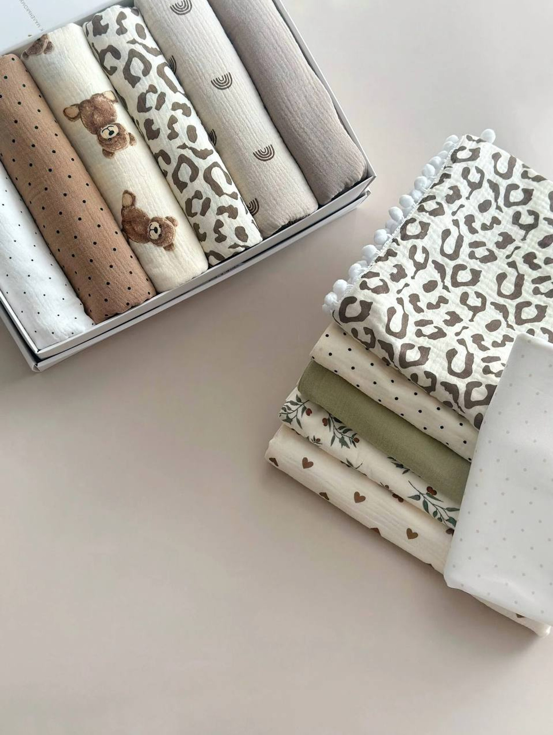 Набор из 12 пелёнок Оливковый - фотография товара