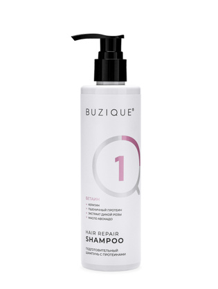 Шампунь BUZIQUE Hair Repair для кудрявых сухих и поврежденных волос с протеинами