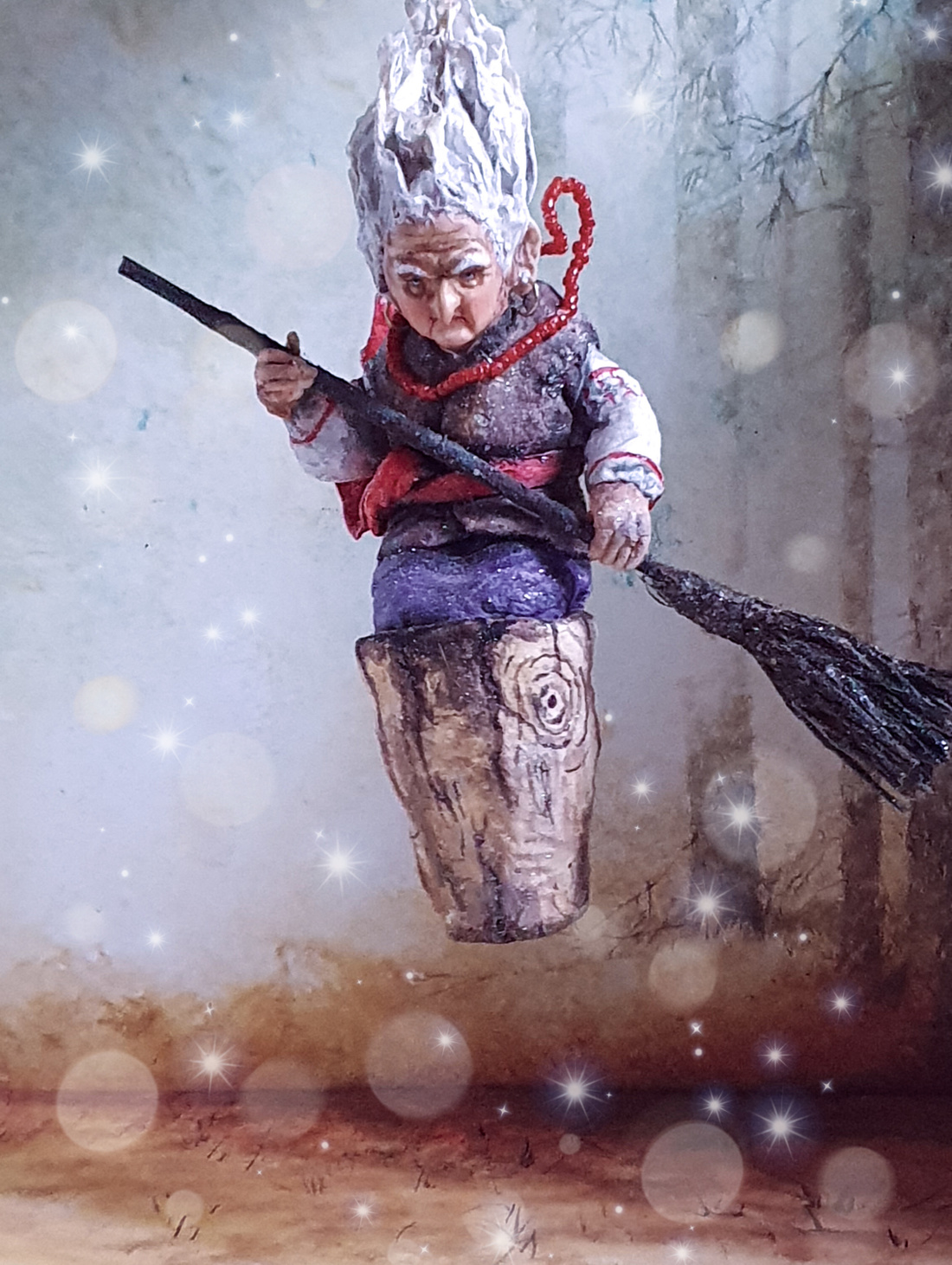 Ватная ëлочная игрушка "Баба Яга" - фотография товара