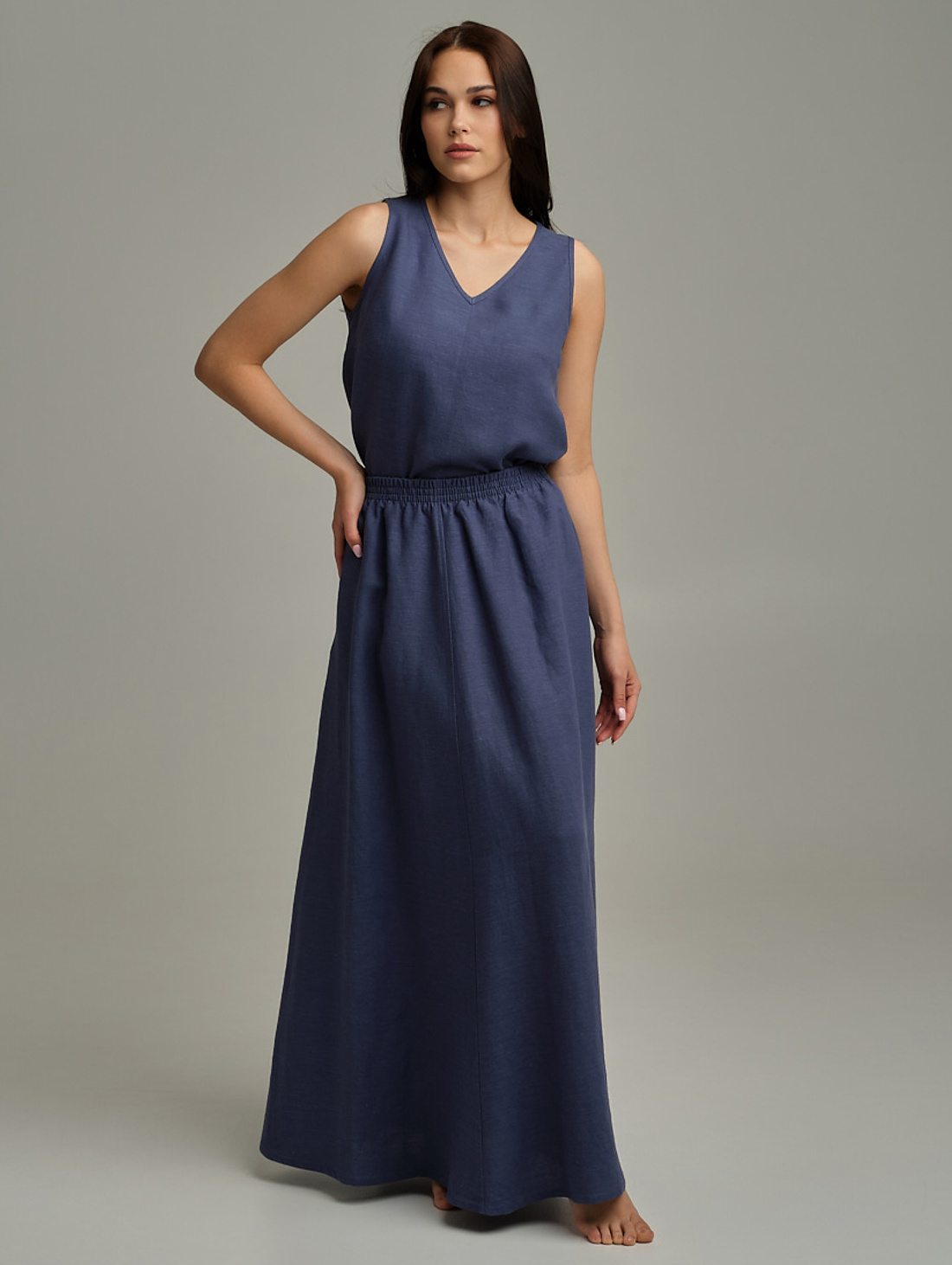 Юбка изо льна дымчато-синий - фотография товара