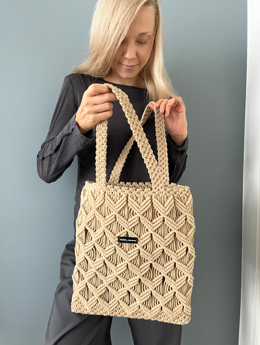 Плетеная макраме сумка “CAIRO BAG” пломбир - фотография товара