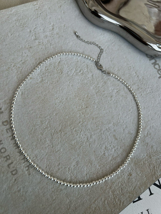 Чокер из гематита серебристый