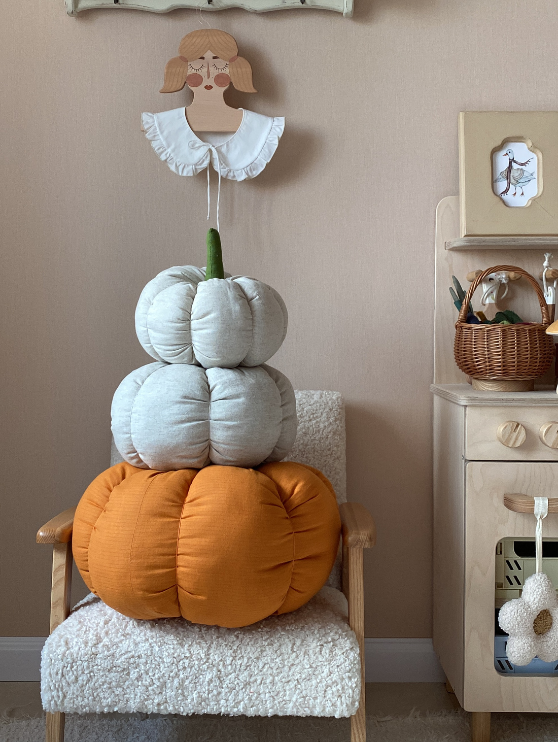 Тыква текстильная декоративная уютный осенний декор 35 см - фотография товара