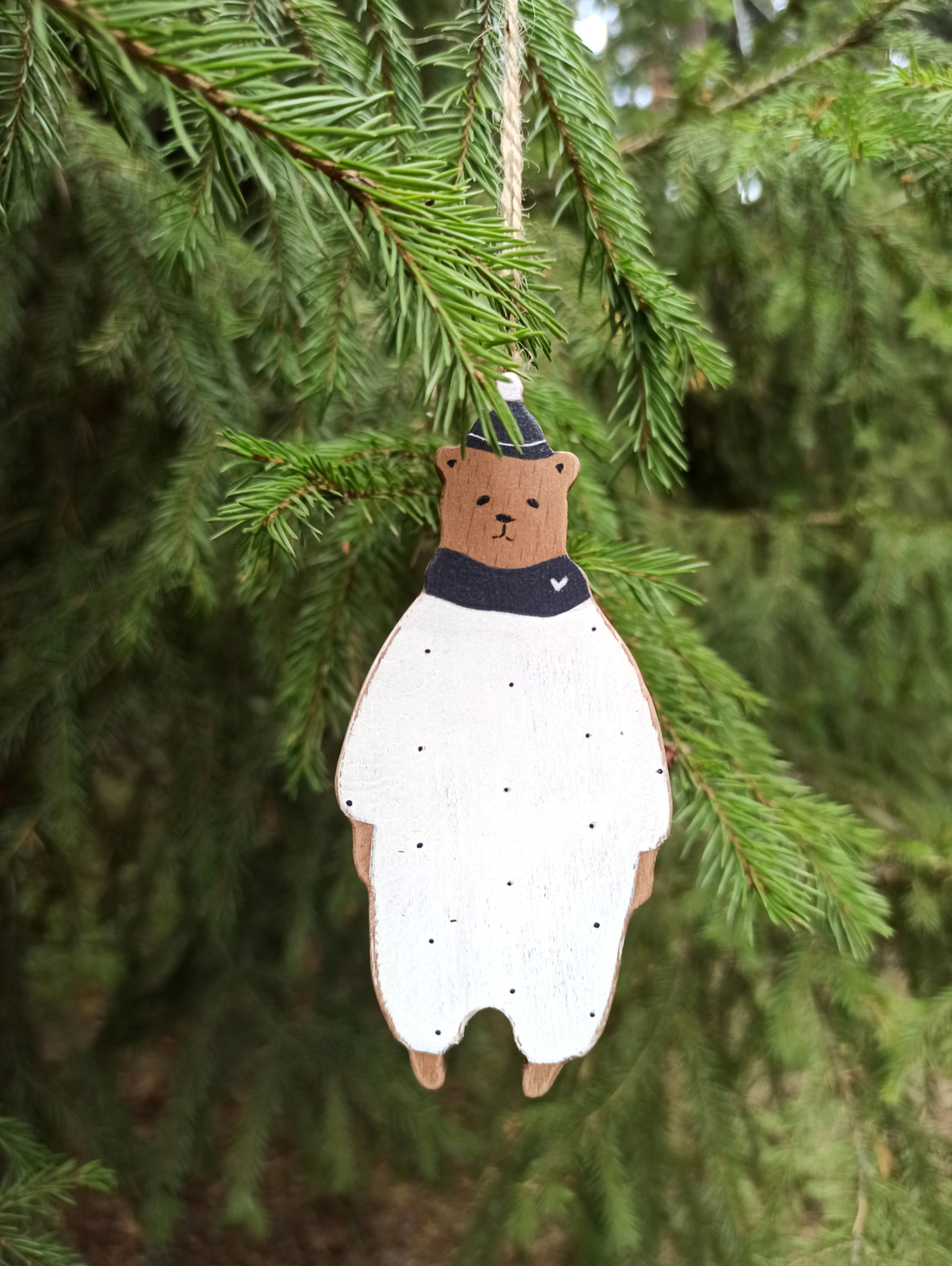 Елочная игрушка "Мишки в комбинезонах" - фотография товара