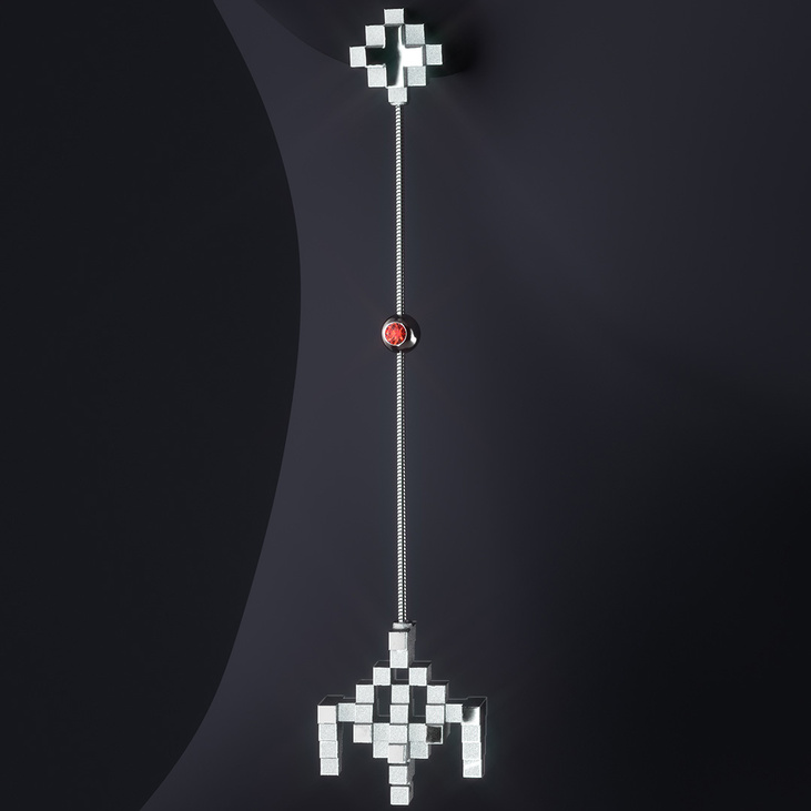 Моносерьга серебряная PIXEL GAME - фото товара