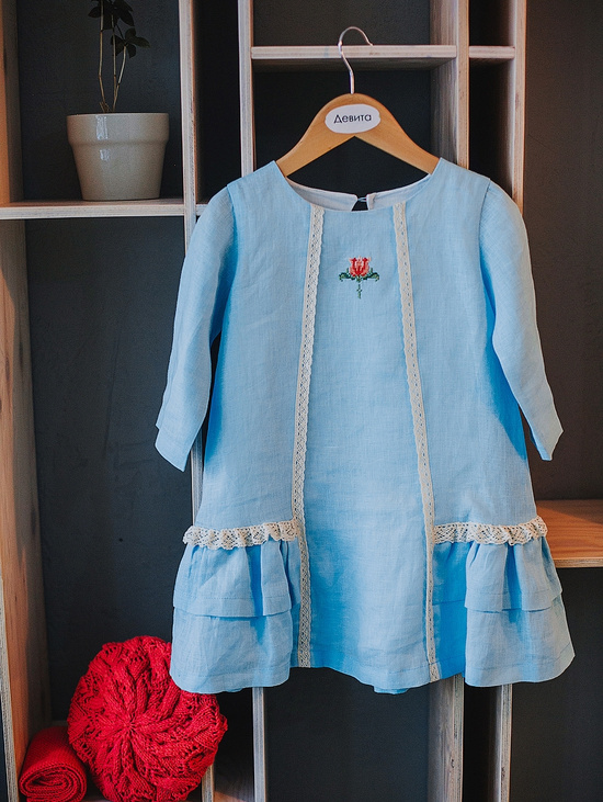 Льняное платье  для девочки "Француженка"