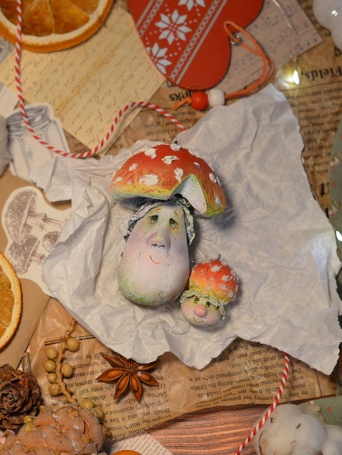 Набор ёлочных мухоморчиков - фотография товара