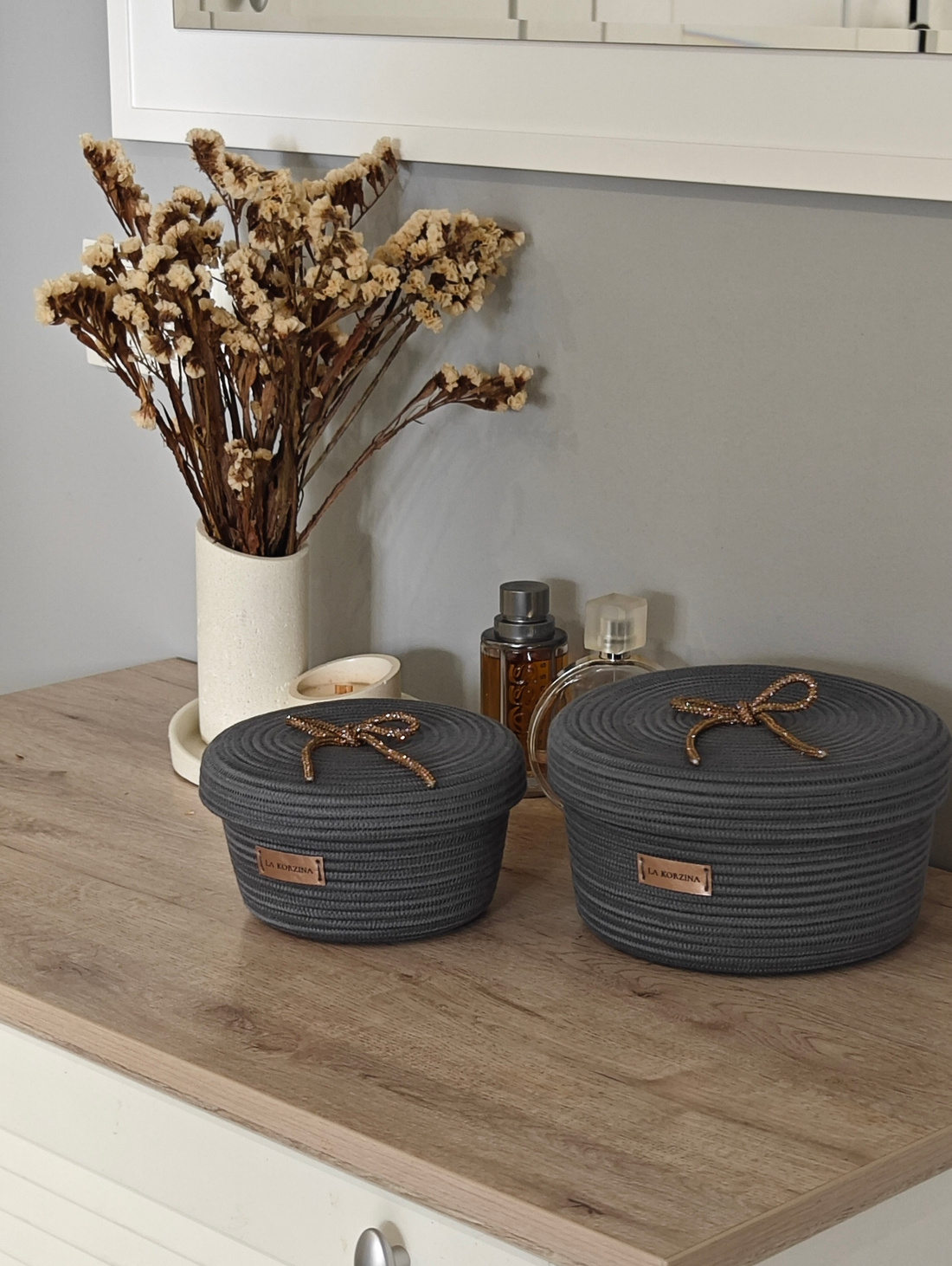 Корзина Brilliance collection "Серый дым&Золото" - фотография товара