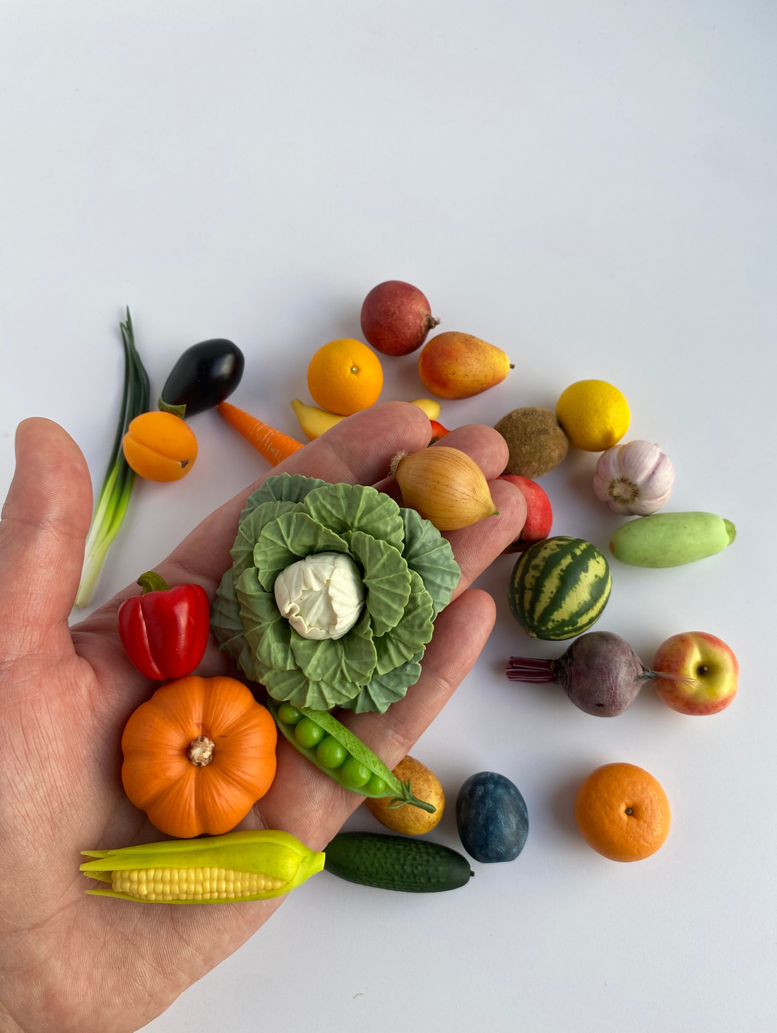 Игровой набор "Овощи и фрукты из полимерной глины" - фотография товара