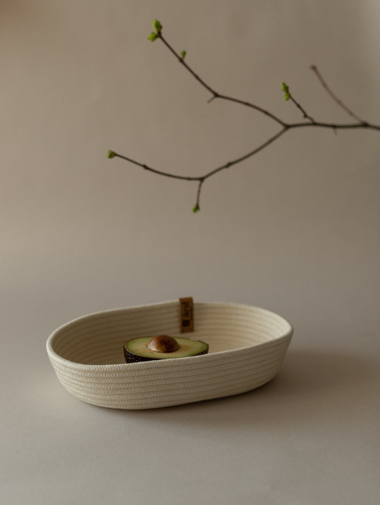 Корзина овальная из хлопкового шнура