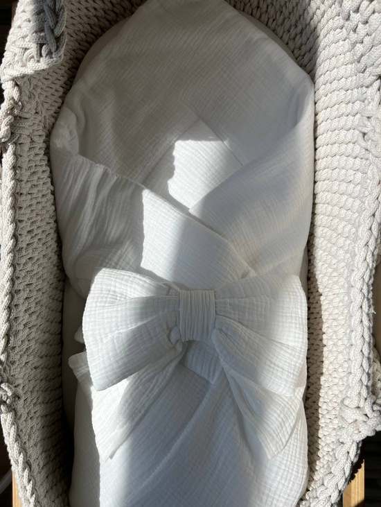 Конверт-одеяло на выписку, муслин молочный