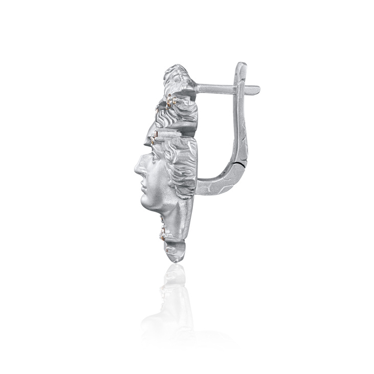 Серебряная моносерьга  с бриллиантами APOLLO EARRING