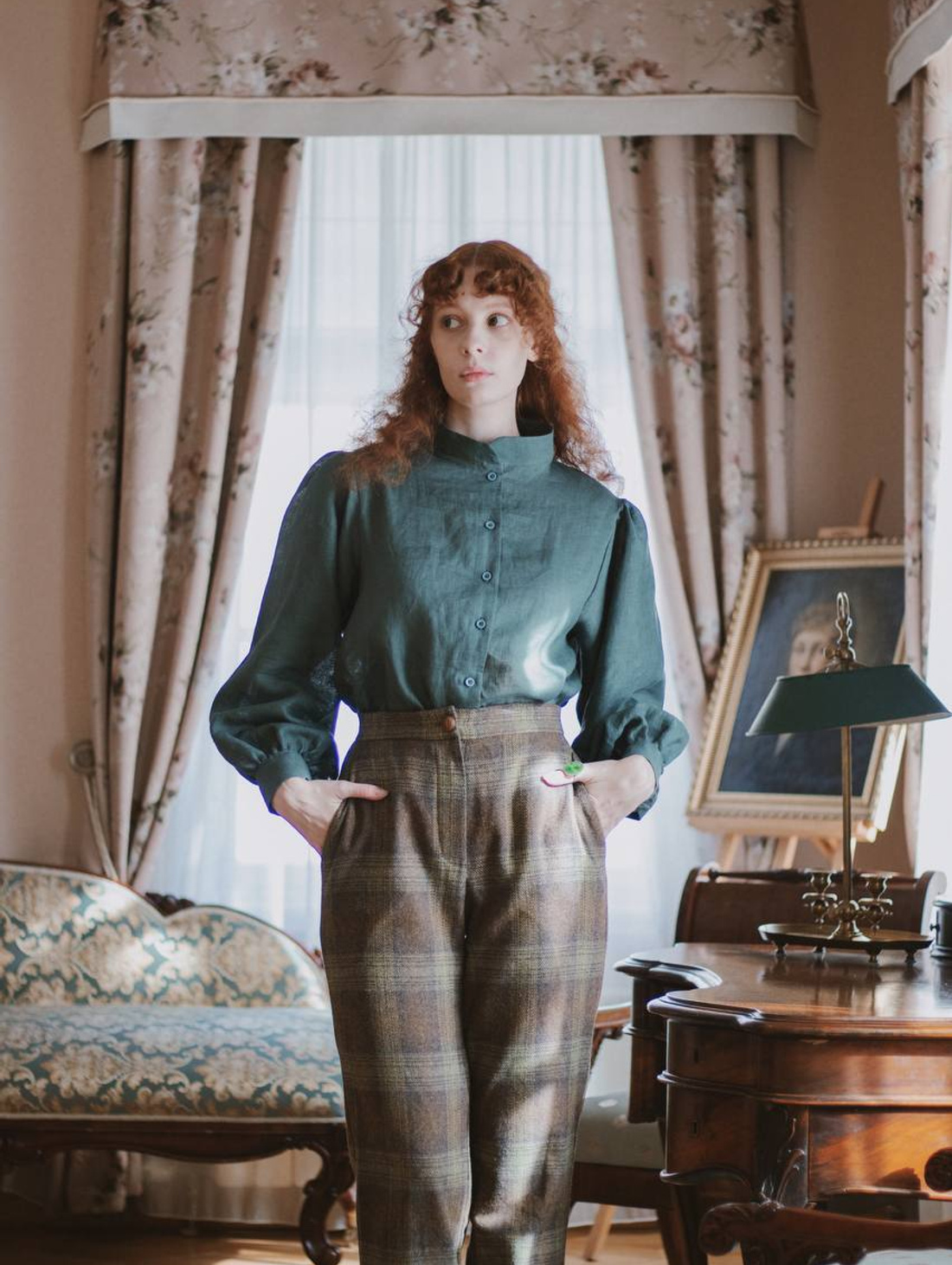 Рубашка «Джейн» изумрудная - фотография товара