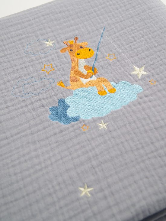 Плед «Лунная рыбалка с жирафиком» Гроза 105×105см