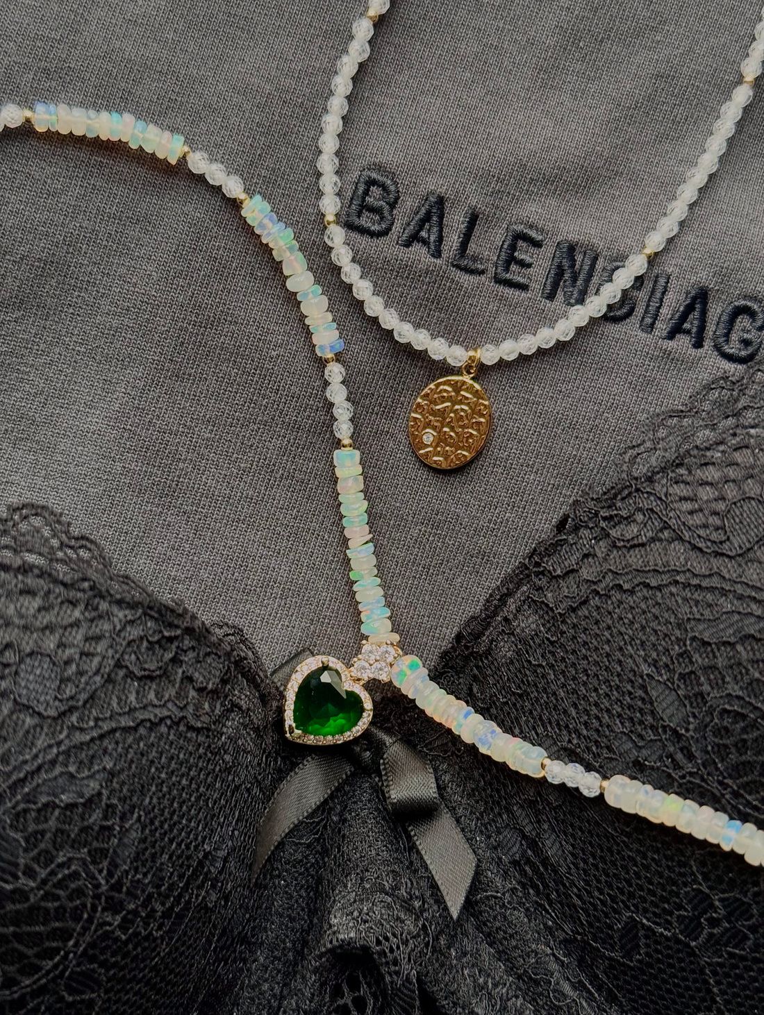 Колье длинное из опала Сердце океана - фотография товара