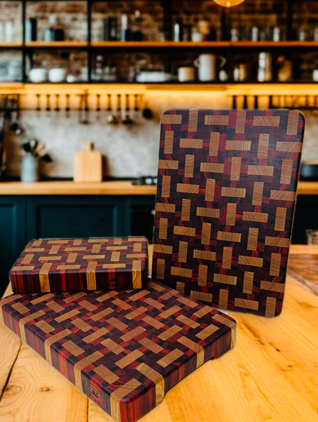 Набор из 3 разделочных торцевых досок - фотография товара