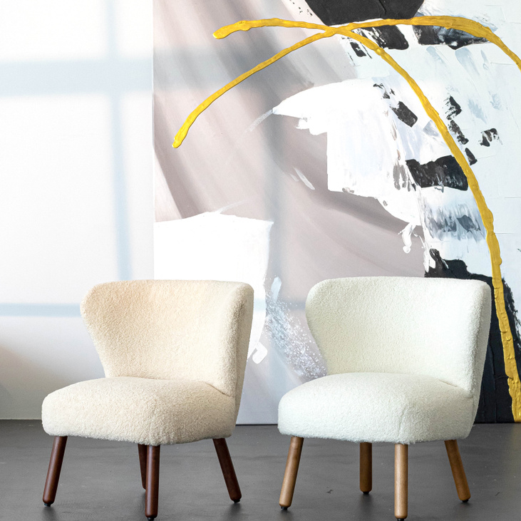 Детское кресло букле Lamb белое