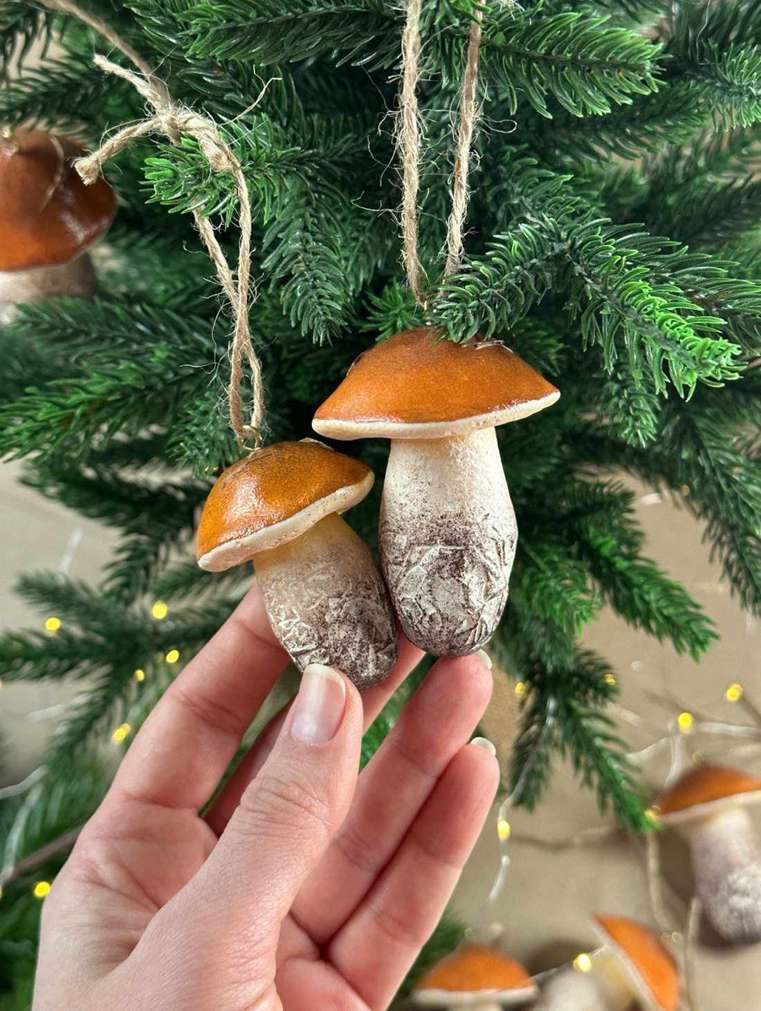 Ёлочная игрушка Гриб белый набор - фотография товара