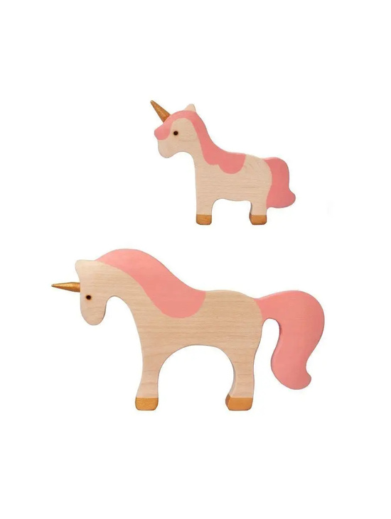 Игрушки деревянные "Два розовых единорога"