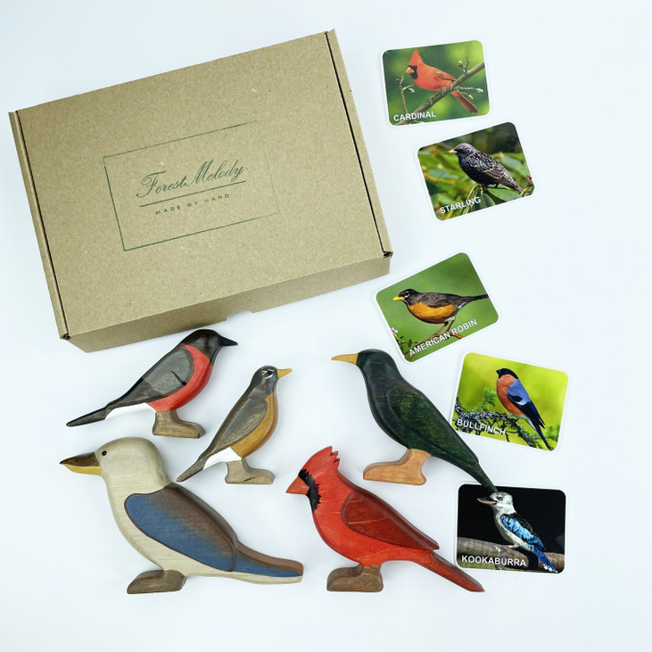 Фигурки птиц из дерева