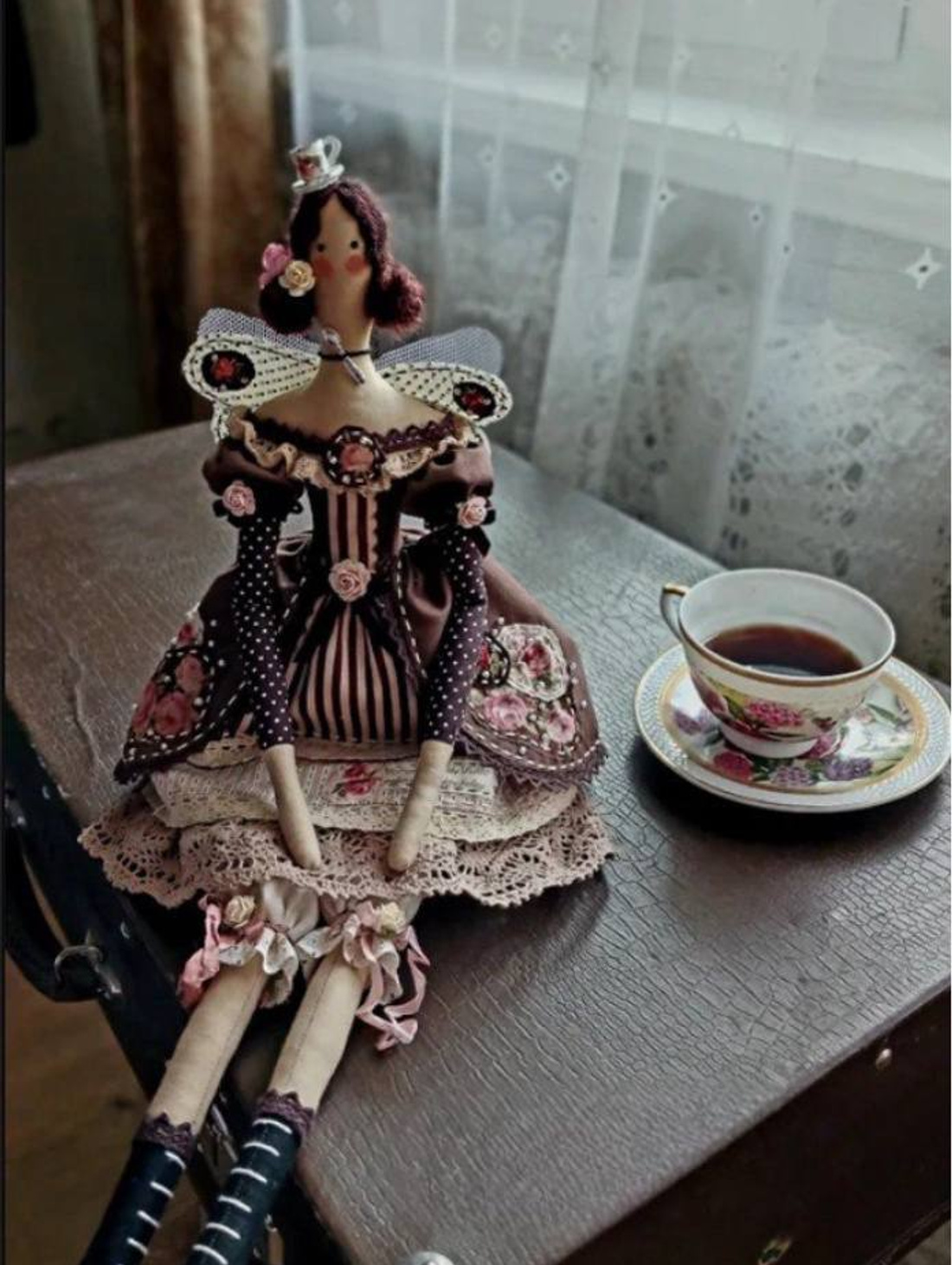 Интерьерная кукла "Кофейная фея" - фотография товара