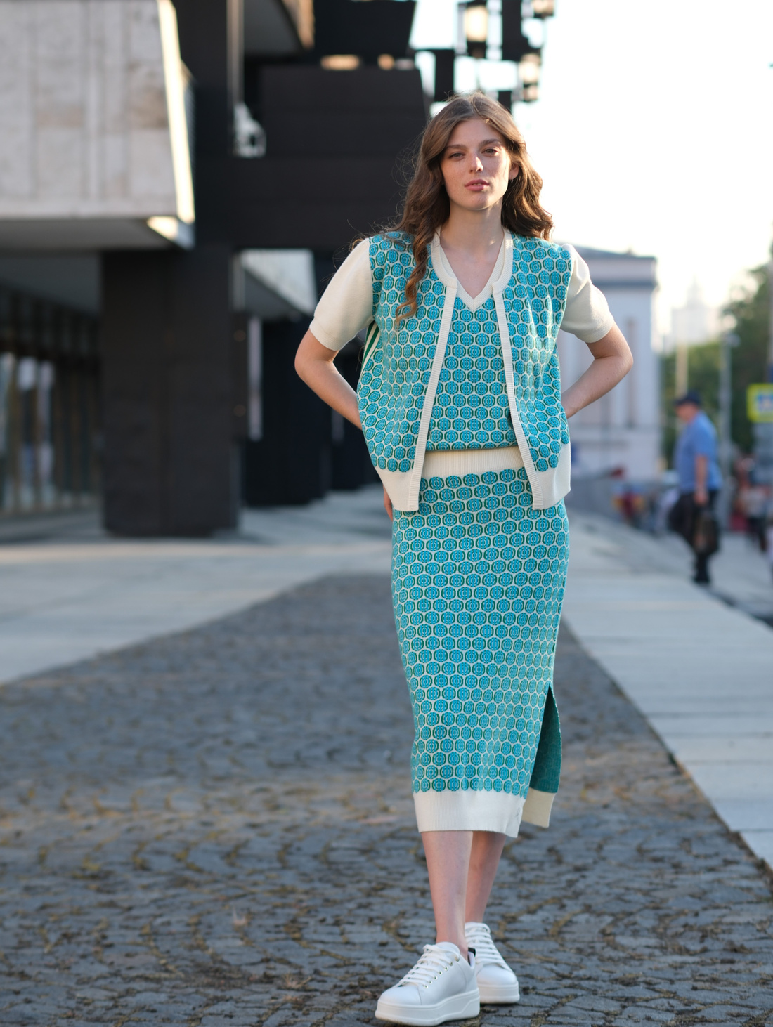 Юбка вязаная с принтом круги - фотография товара