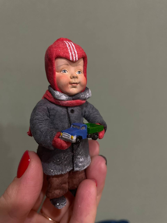 Ватная елочная игрушка мальчик из СССР