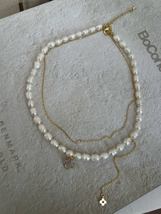 Двойная цепь с подвеской «Клевер» золотистый