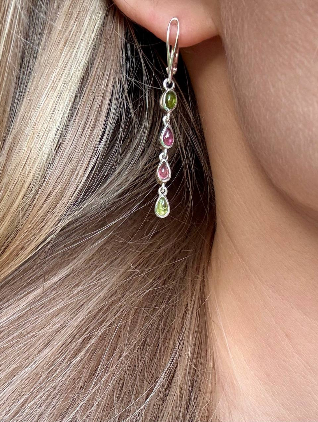 Cерьги «Радуга» с турмалинами - фотография товара