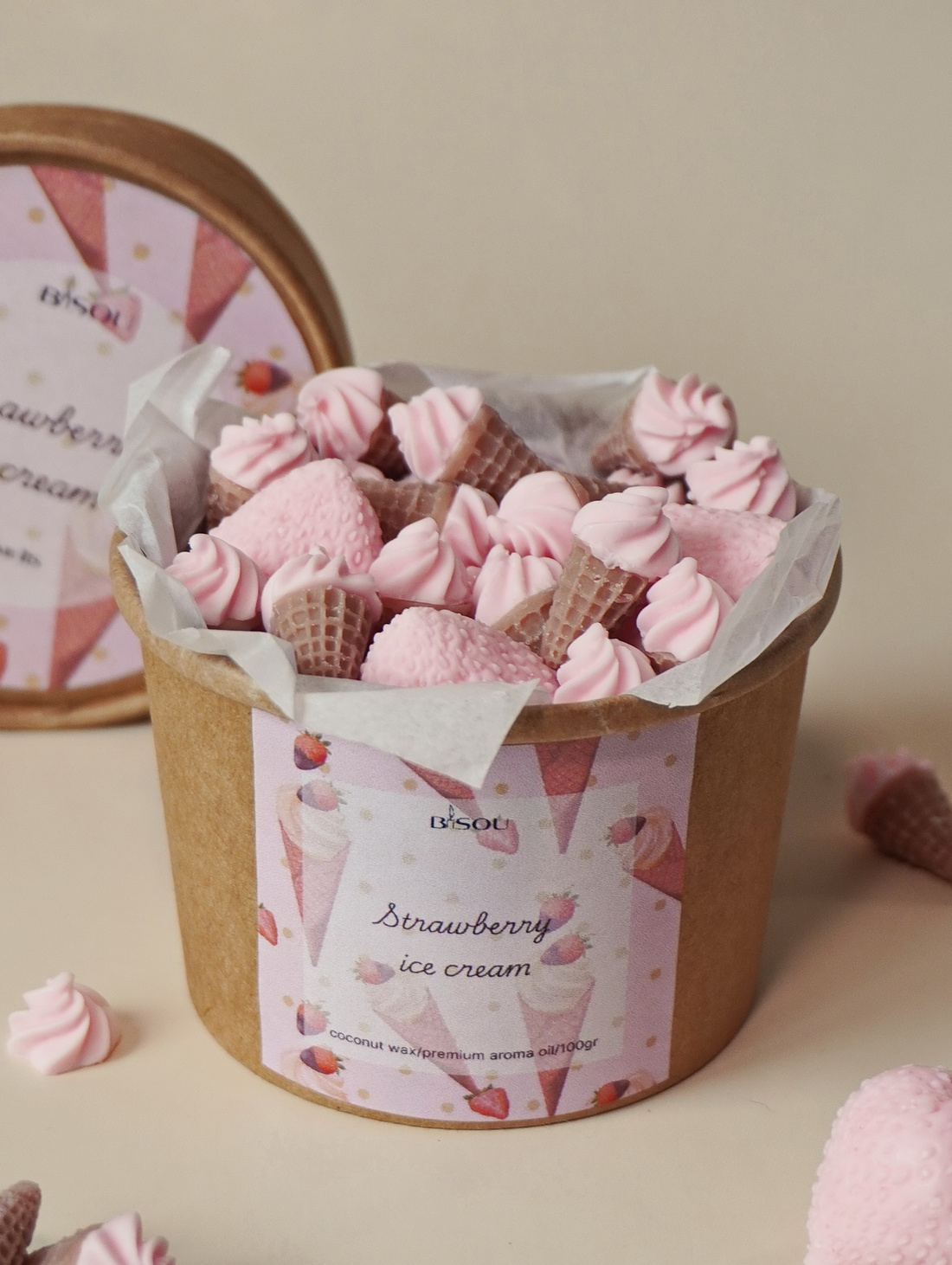 Мелтс (аромавоск, саше) "Клубничное мороженное" для аромалампы - фотография товара