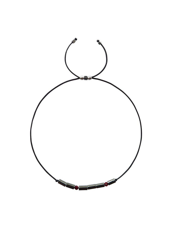 Браслет MORSE CODE "Мама" с красной шпинелью и тёмным гематитом