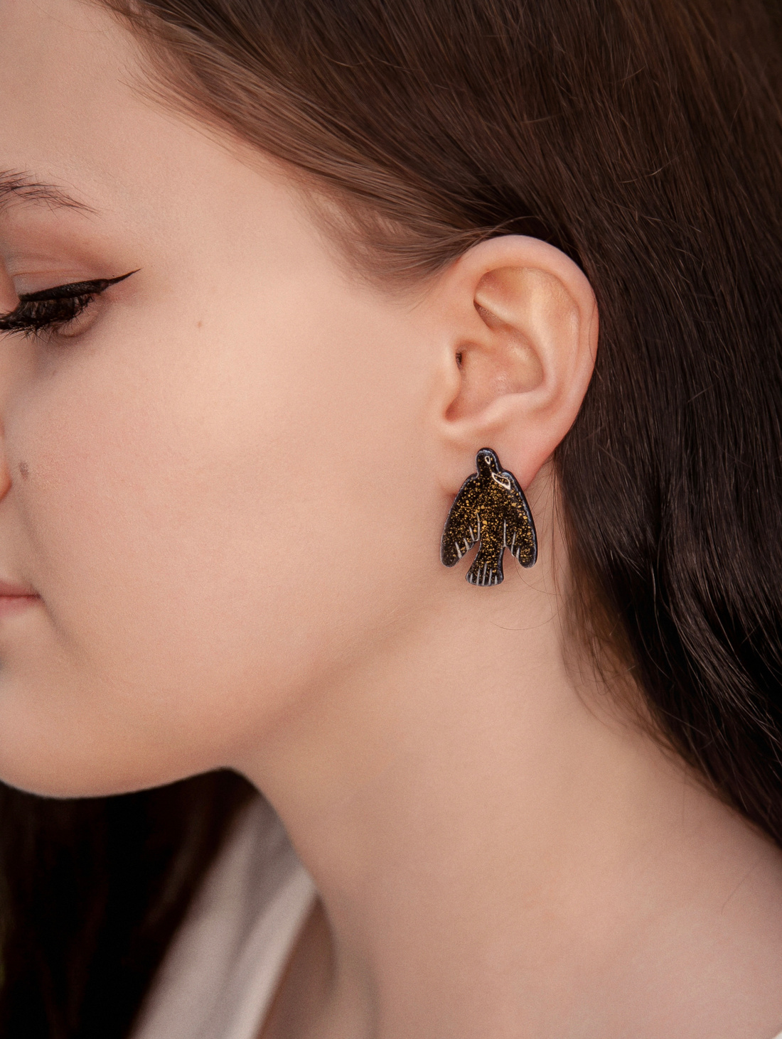 Серьги ручной работы "Птицы" тёмные - фотография товара