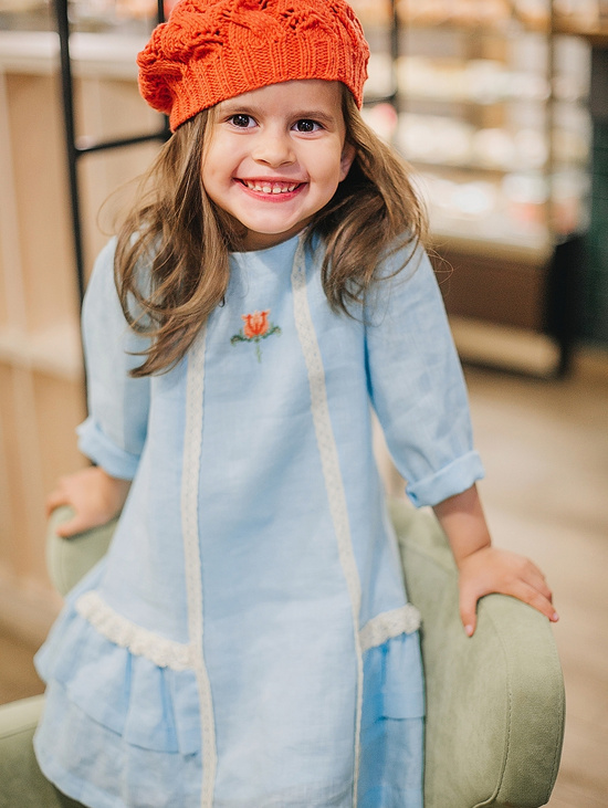 Льняное платье  для девочки "Француженка"