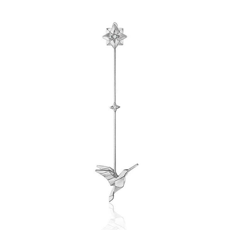 Моносерьга серебряная ORIGAMI KOLIBRI
