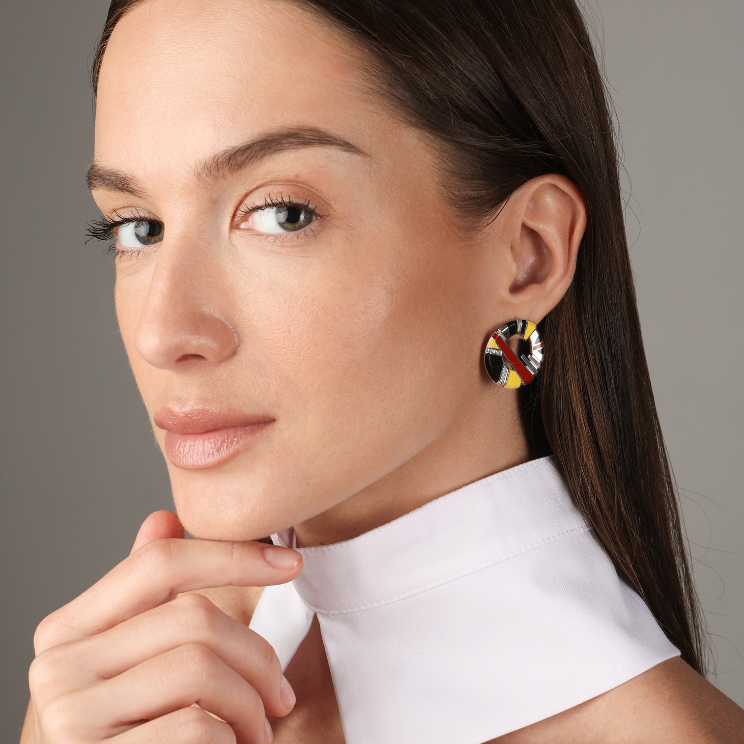 Серебряные серьги с ювелирной керамикой и бриллиантами MALEVICH - фотография товара