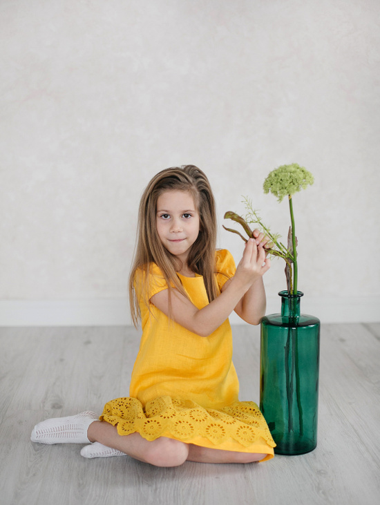 Летнее платье для девочки  "Горчичный Цветок"