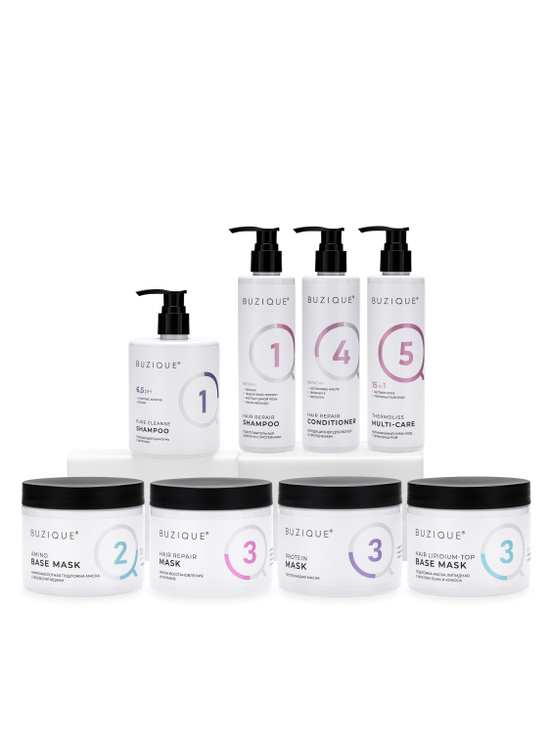 Шампунь BUZIQUE Hair Repair для кудрявых сухих и поврежденных волос с протеинами