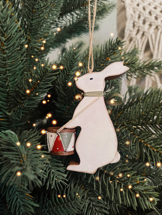 Ёлочная игрушка "Заяц с барабаном"