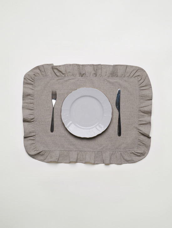 Плейсмат с рюшами из льна и хлопка, бежевый