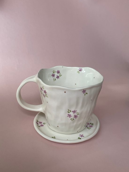 Чайная пара ручной работы «Сиреневые цветы»