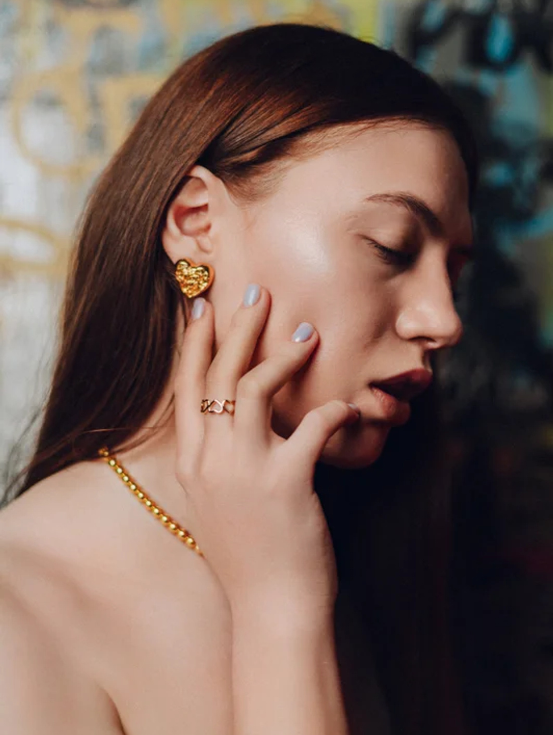 Серьги "Позолоченное сердце" - фотография товара