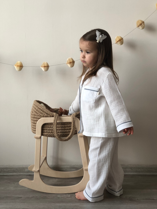 Муслиновая пижама с атласным кантом