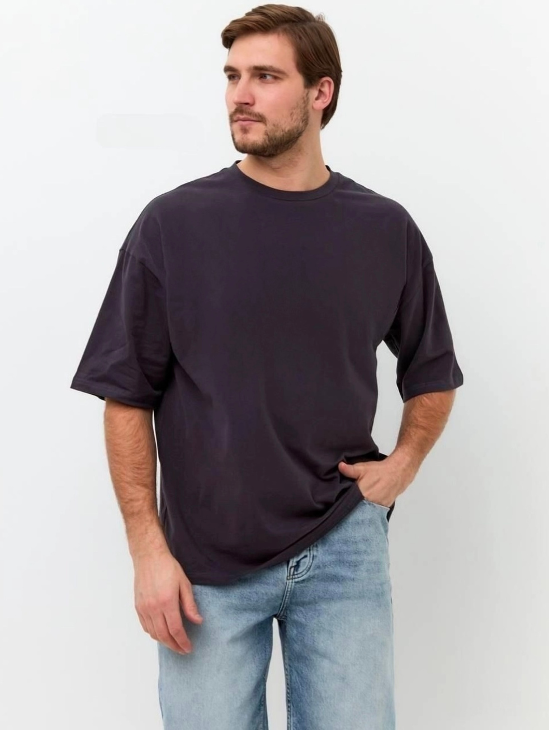 Футболка однотон в цвете антрацит - фотография товара