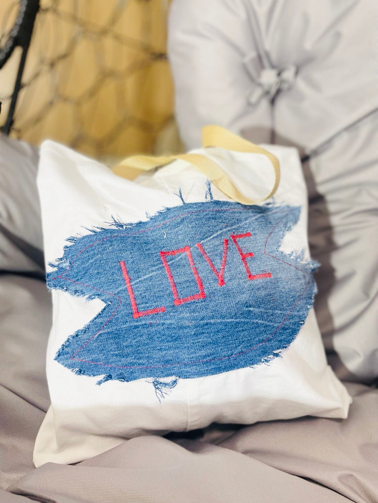 Сумка -шопер джинсовый белый