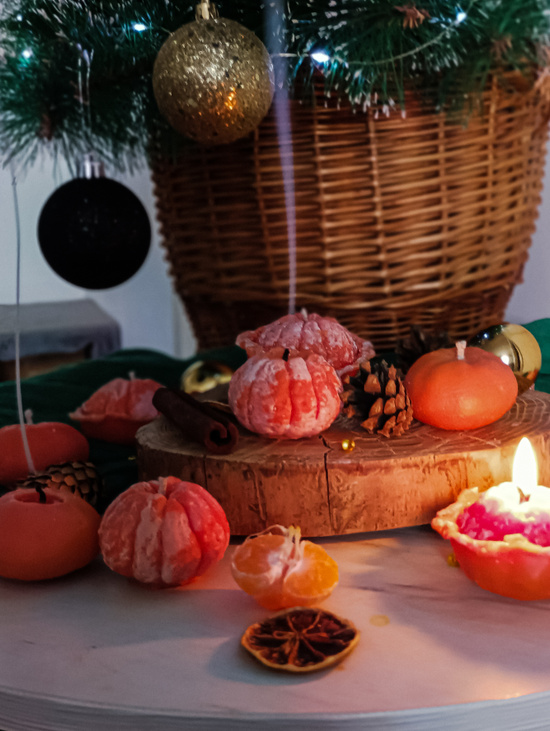 Новогодний набор свечей "Реалистичные мандарины"