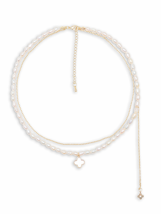 Двойная цепь с подвеской «Клевер» золотистый