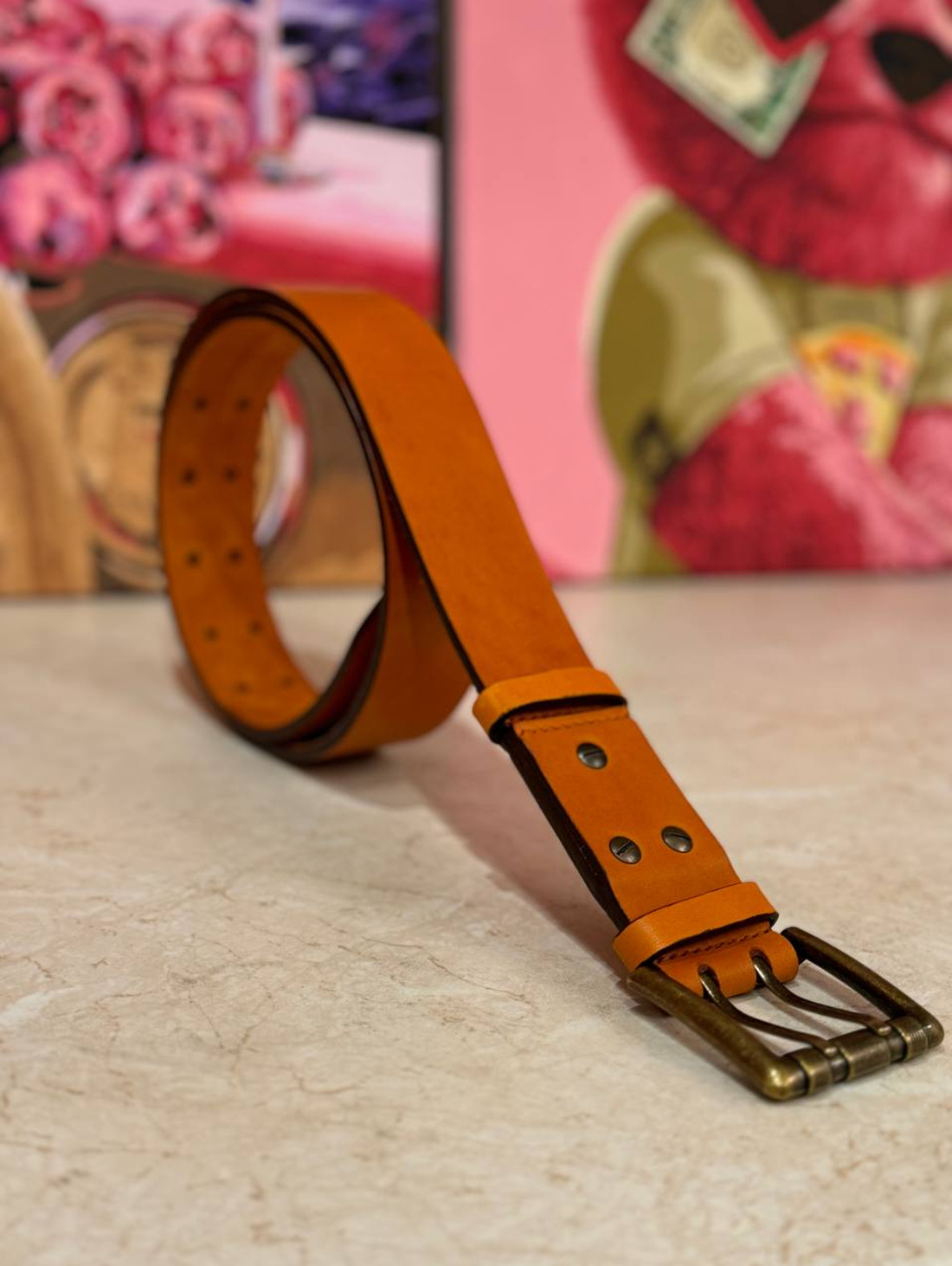 Мужской кожаный ремень "Orange" - фотография товара