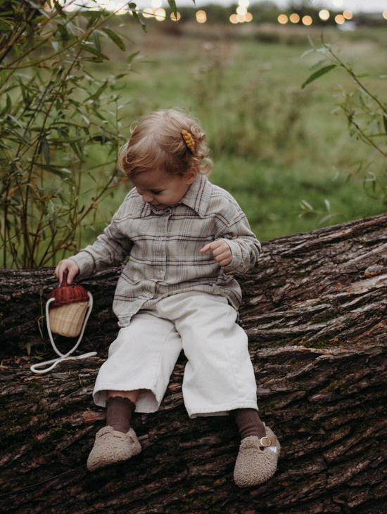 Рубашка в клетку бежевая  для девочки