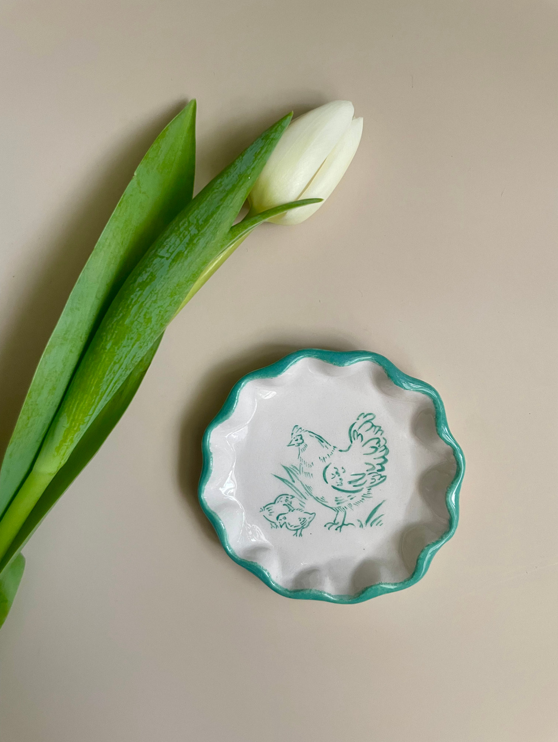 Блюдце для колец «Курочка с цыплятами» - фотография товара