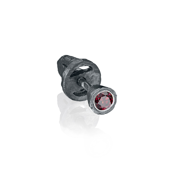 Серебряная пусета с рубином ARTEFACT RUBY